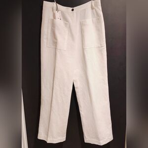 Dries Van Noten Wide Leg White Linen Trousers New Sz 42
